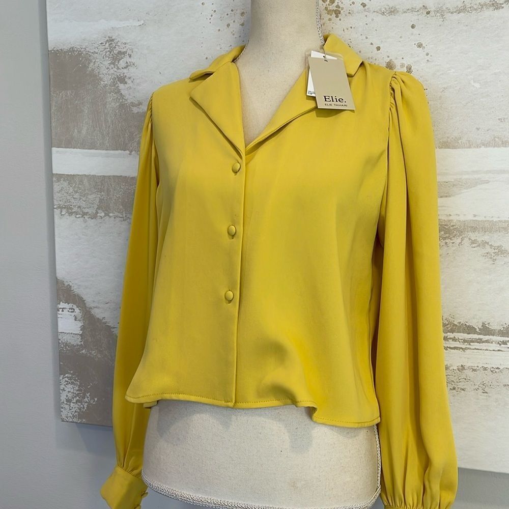 Elie Tahari Gold/Yellow Collared Blouse (NWT)